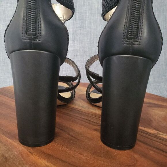 SAM EDELMAN Yordana Sandal Block Heel Braided Ankle Strap Black Women’s Size 9M - Picture 11 of 16